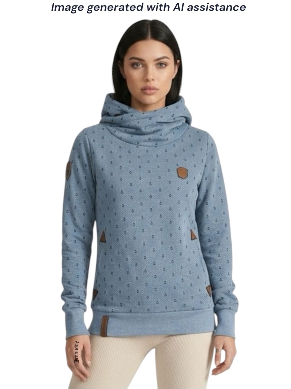 RARE Naketano L blue anchor cowl neck hoodie
